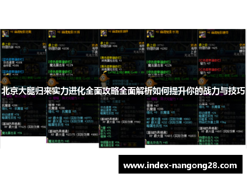 北京大腿归来实力进化全面攻略全面解析如何提升你的战力与技巧