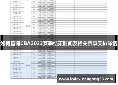 如何查询CBA2023赛季结束时间及相关赛事安排详情 如何查询CBA2023赛季结束时间及相关赛事安排详情